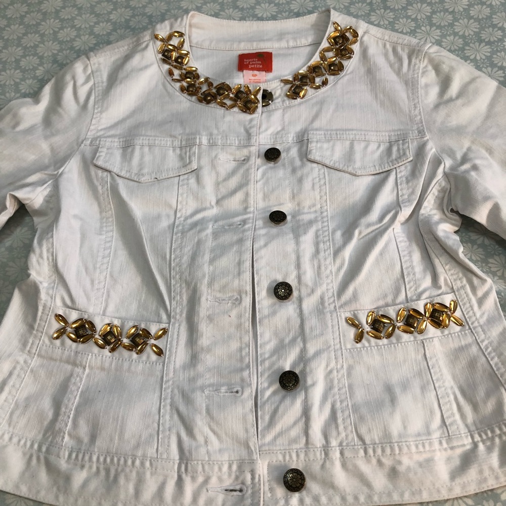 NWT Hearts of Palm white denim jacket